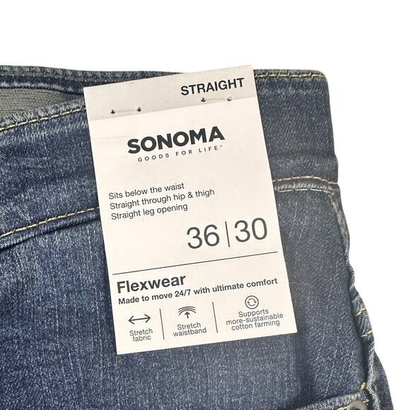 Sonoma Men's Flexwear Straight Leg Jeans 36x30 NWT - Picture 5 of 5